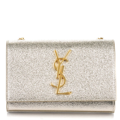 Saint Laurent Metallic Calfskin Small Classic Monogram Kate Satchel Pale Gold 1 of 6