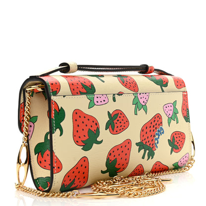 Gucci Calfskin Strawberry Print Mini Zumi Shoulder Bag Ivory Red 3 of 11