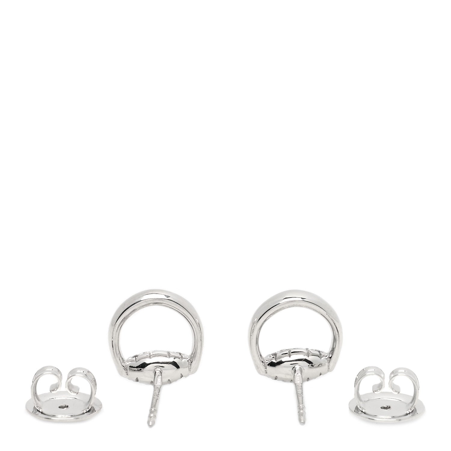 Gucci 18K White Gold Diamond Horsebit Earrings 3 of 5