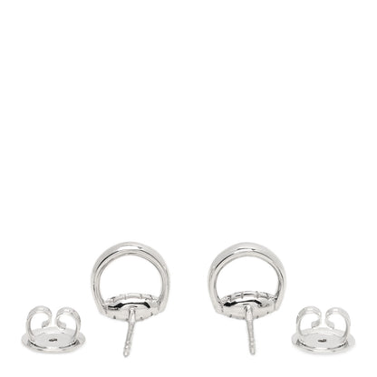 Gucci 18K White Gold Diamond Horsebit Earrings 3 of 5