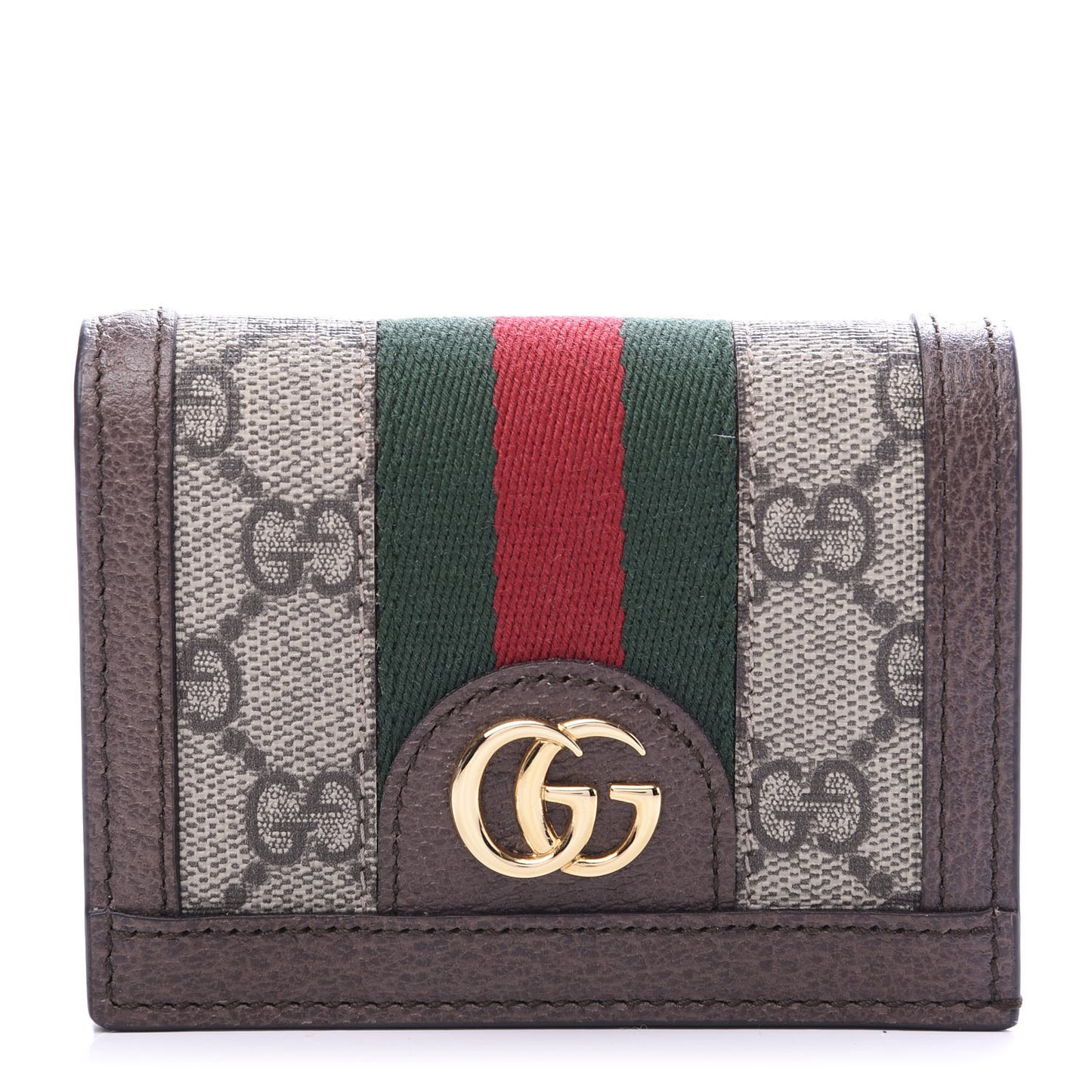 GG Supreme Monogram Web Ophidia Card Case Beige New Acero