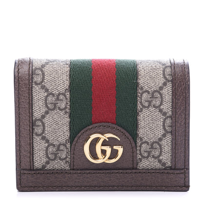 Gucci GG Supreme Monogram Web Ophidia Card Case Beige New Acero 1 of 9