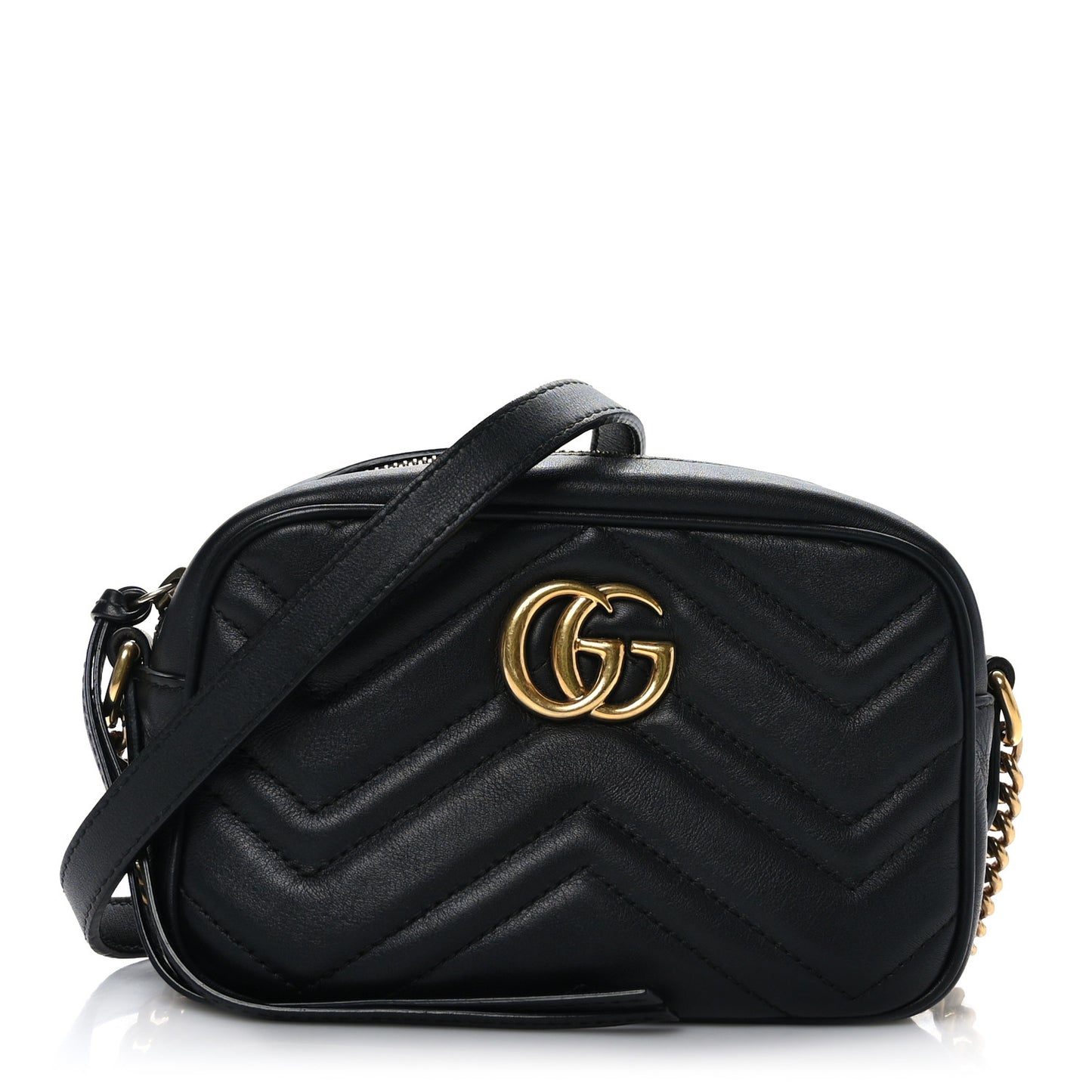 Calfskin Matelasse Mini GG Marmont Chain Shoulder Bag Black