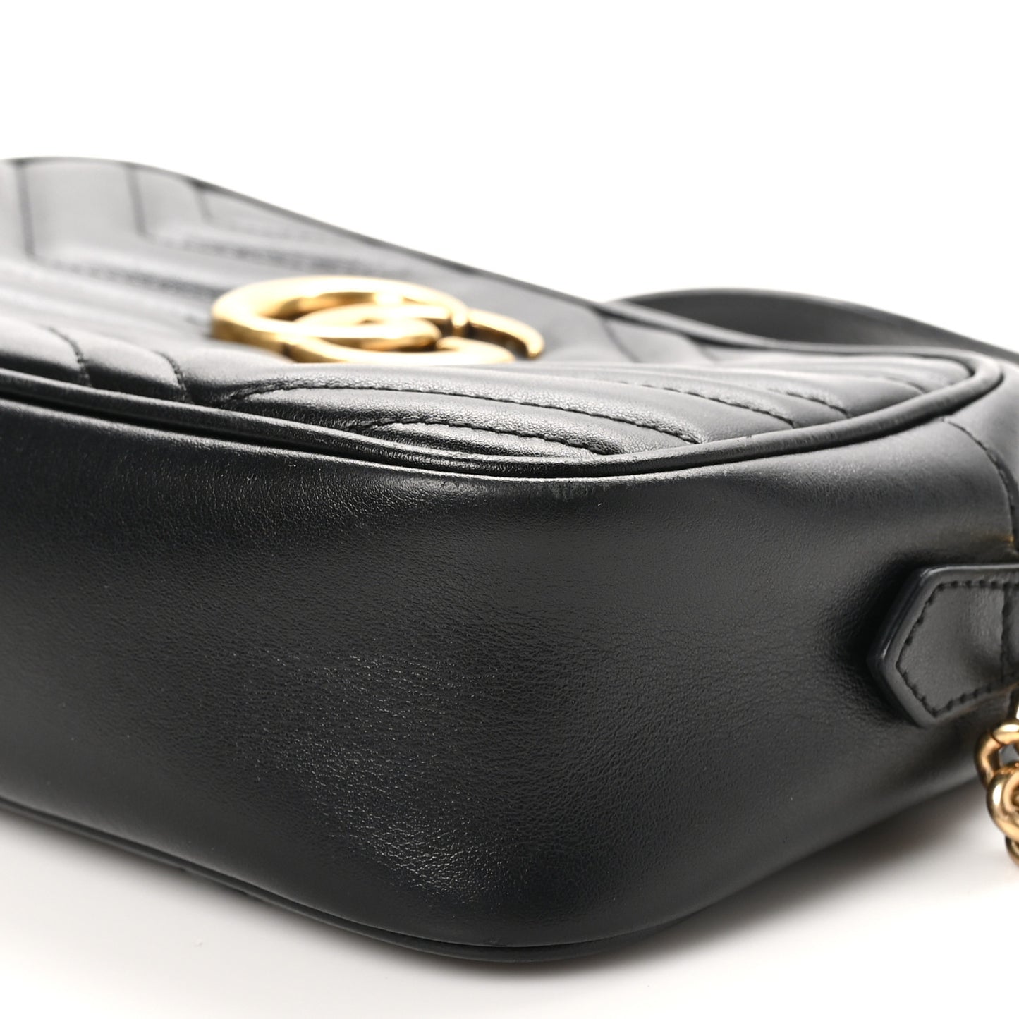Calfskin Matelasse Small GG Marmont Chain Shoulder Bag Black