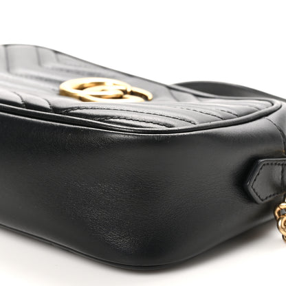 Gucci Calfskin Matelasse Small GG Marmont Chain Shoulder Bag Black 10 of 11