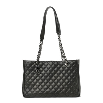 Chanel Metallic Goatskin Quilted Medium Rock In Rome Tote Charcoal 1 of 11