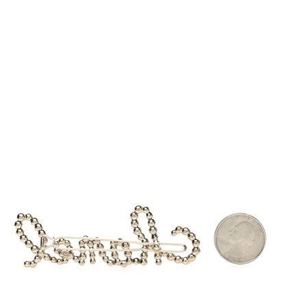 Chanel Pearl Crystal Logo Hair Clip Gold 2 of 4