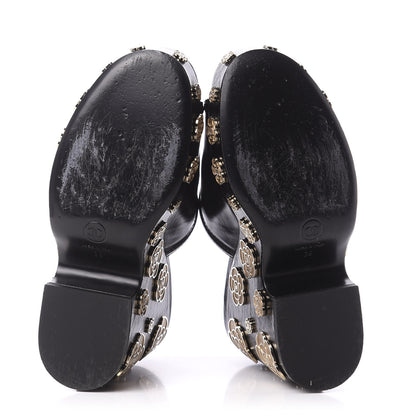 Chanel Crumpled Calfskin Camellia Wedge Mules 39 Black 5 of 9