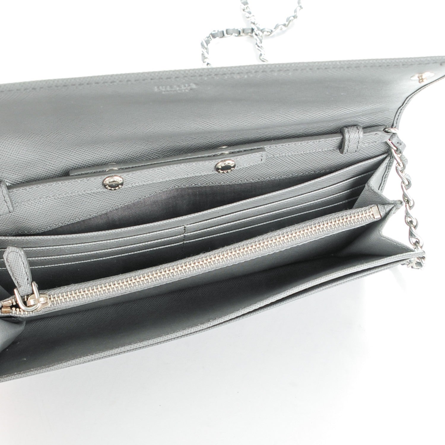 Prada Saffiano Metal Oro Chain Wallet Marmo 5 of 8