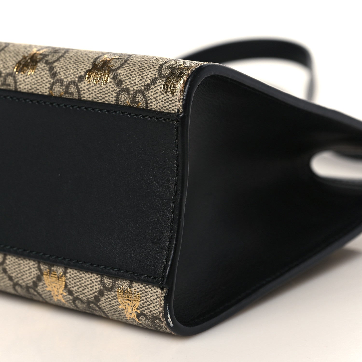 Gucci GG Supreme Monogram Bees Small Padlock Tote Beige Oro Black 9 of 10