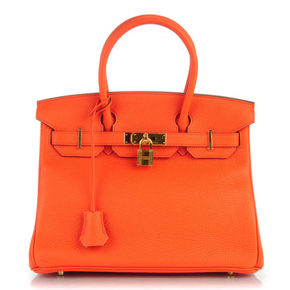 Hermes Taurillon Clemence Birkin 30 Orange Poppy 1 of 27