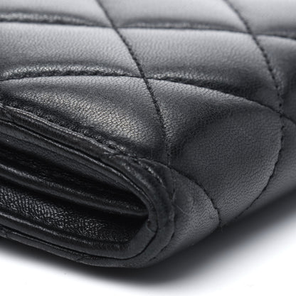 Chanel Lambskin Quilted Long Flap Wallet Black 15 of 21