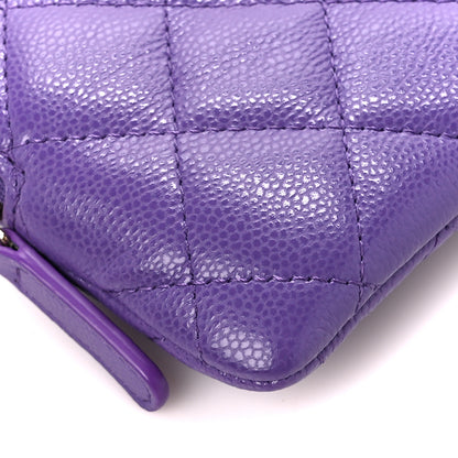 Chanel Caviar Quilted Zip Card Holder Wallet Purple 11 of 11