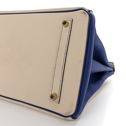 Hermes Togo Horseshoe Birkin 35 Craie Bleu Electric 11 of 20