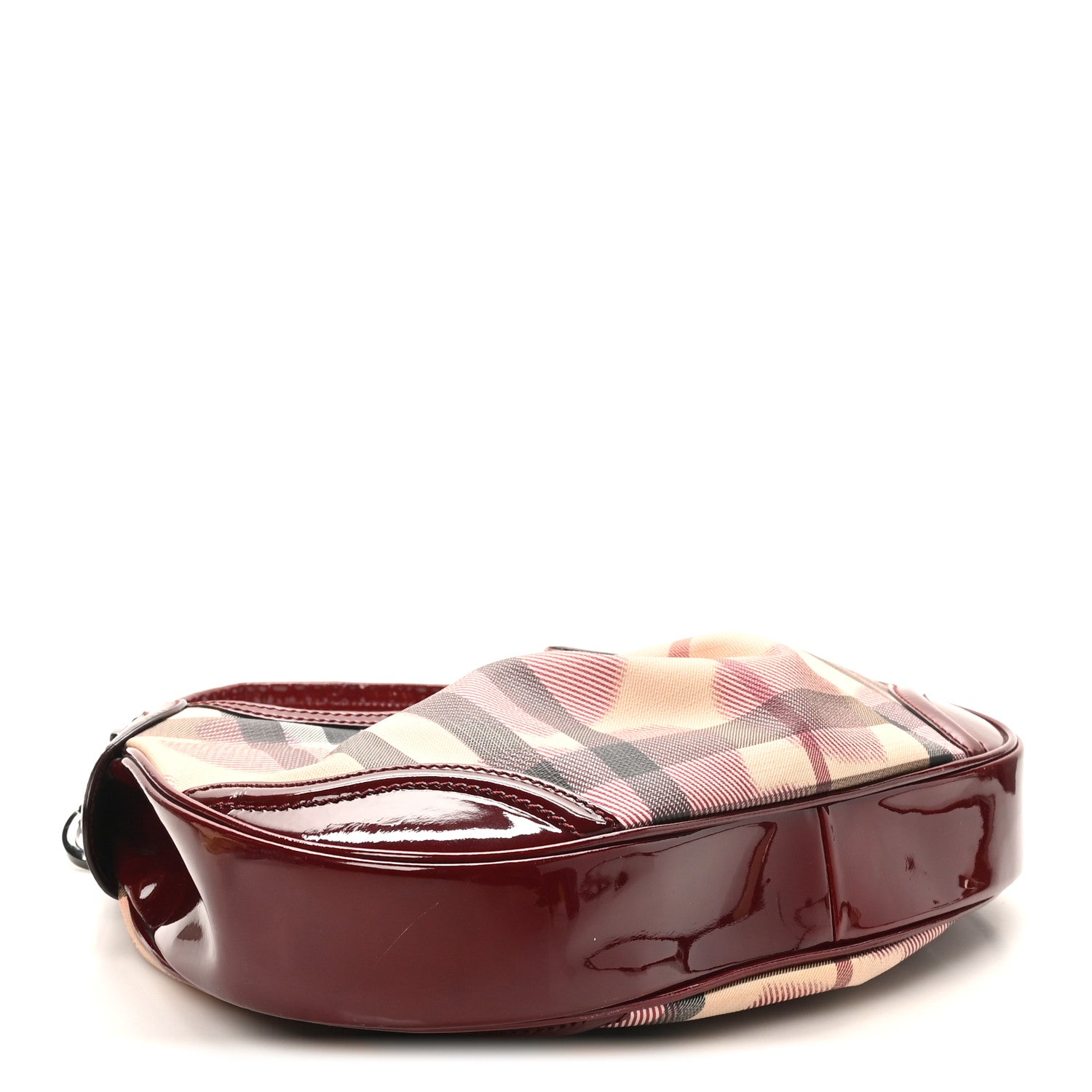 Burberry Patent Nova Check Heart Hobo Berry Red 4 of 9