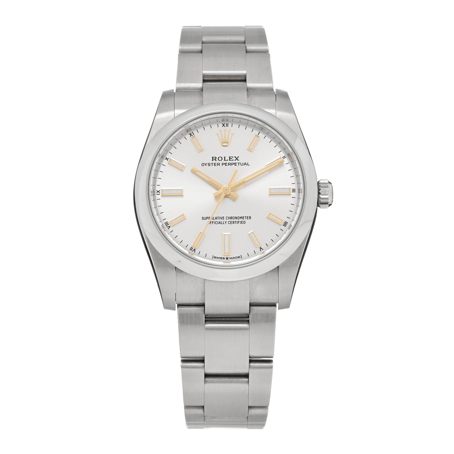Stainless Steel 34mm Oyster Perpetual Watch Silver 124200