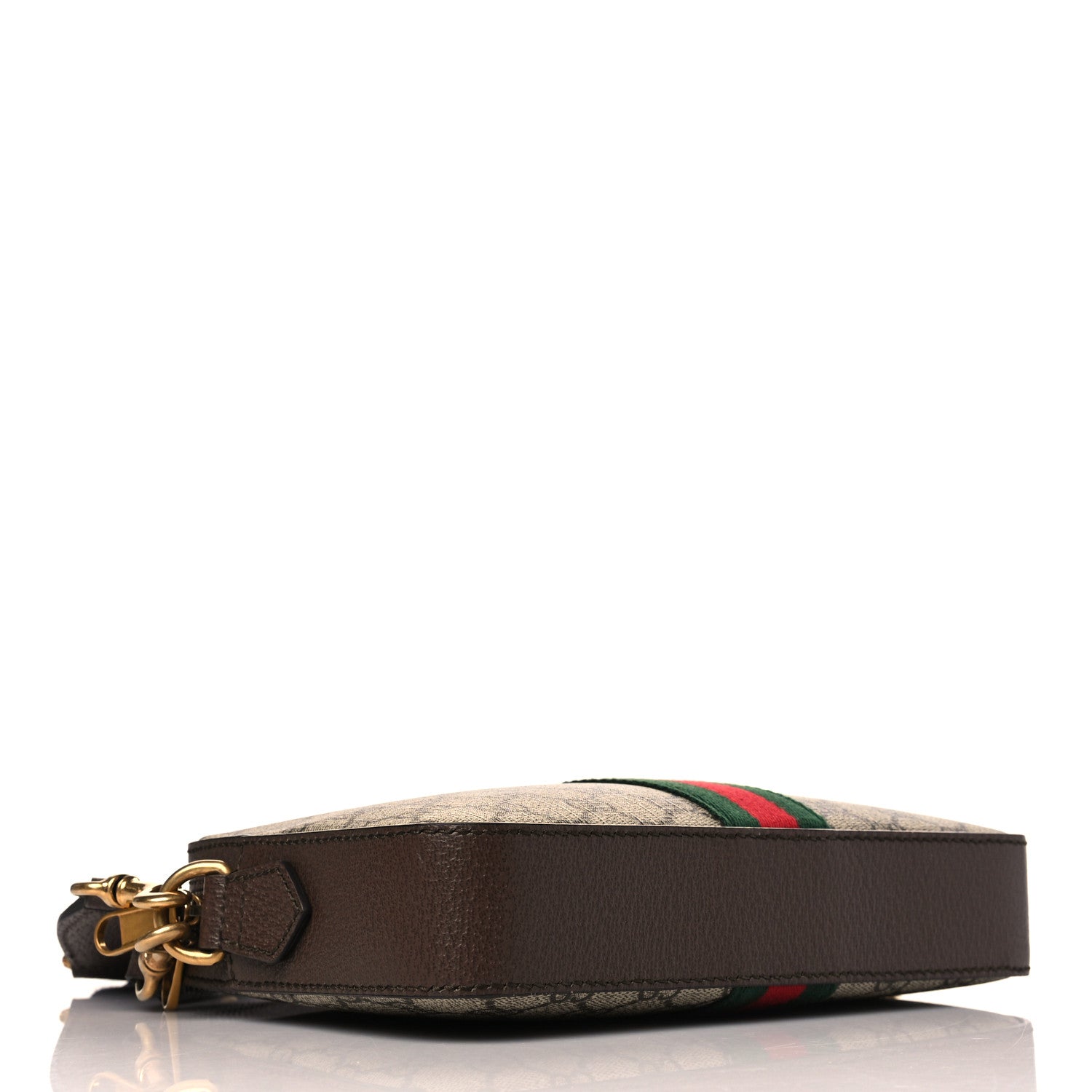Gucci GG Supreme Monogram Textured Dollar Calfskin Web Ophidia Wristlet Shoulder Bag Beige Ebony New Acero 4 of 9