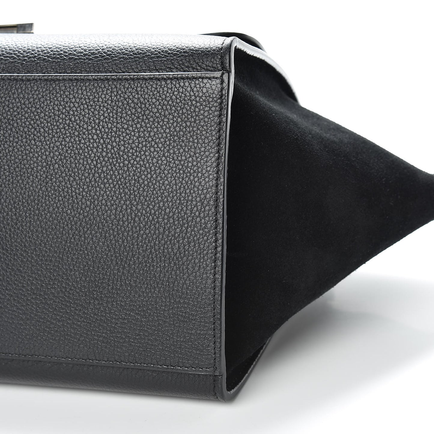 Drummed Calfskin Suede Small Trapeze Black