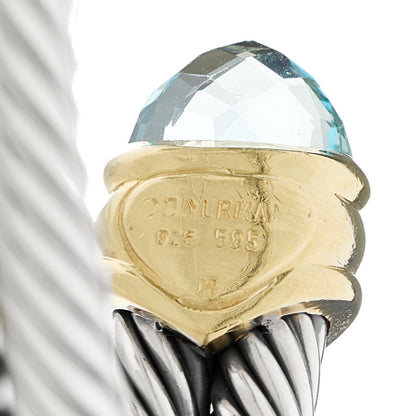 David Yurman Sterling Silver 14K Yellow Gold Blue Topaz Double Cable Bracelet 3 of 3