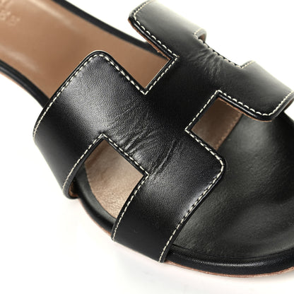 Hermes Calfskin Oasis Sandals 36 Black 5 of 6