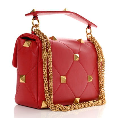 Valentino Garavani Nappa Large Roman Stud Shoulder Bag Rouge Pur 3 of 9