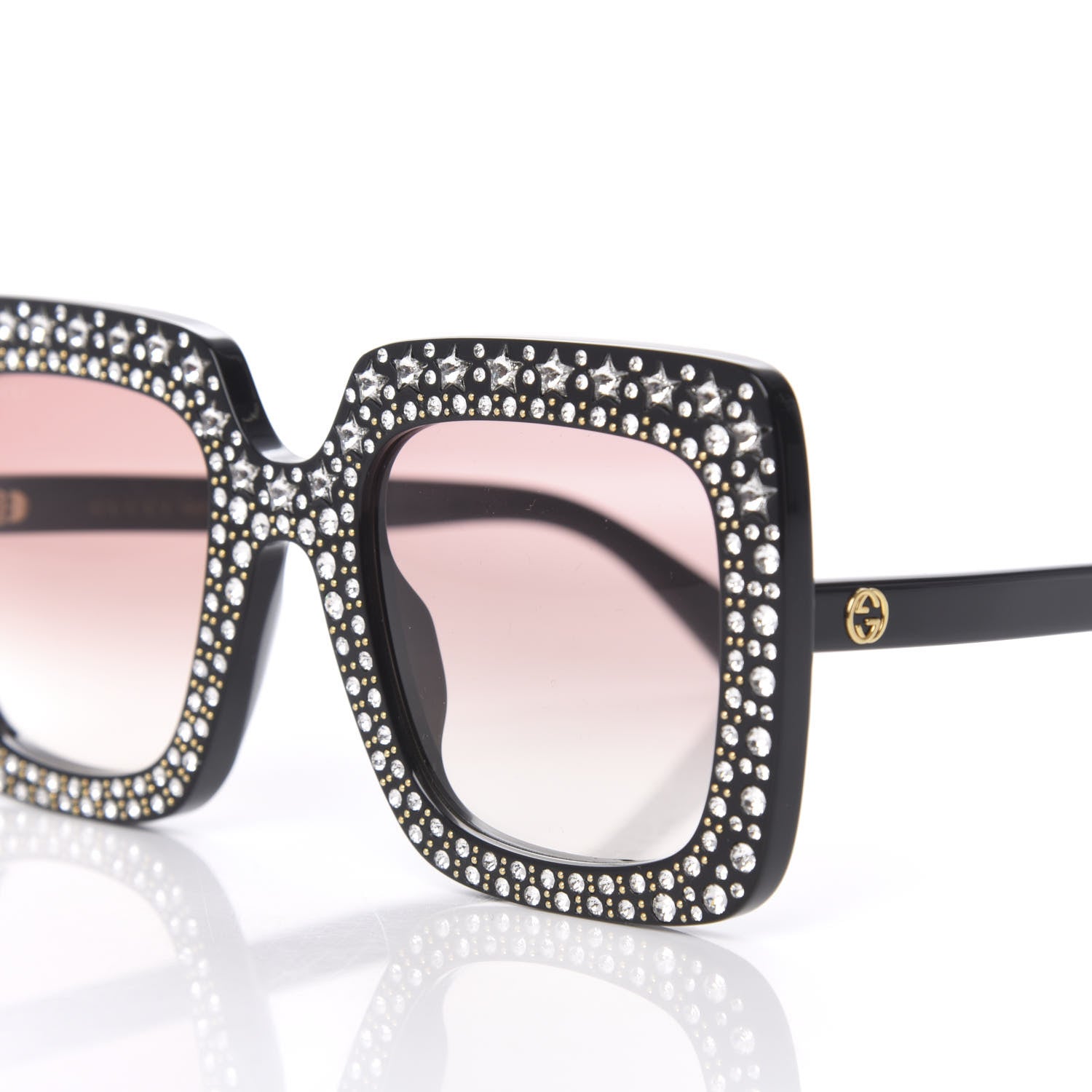 Gucci Acetate Crystal Oversize Sunglasses GG0148S Black 7 of 7