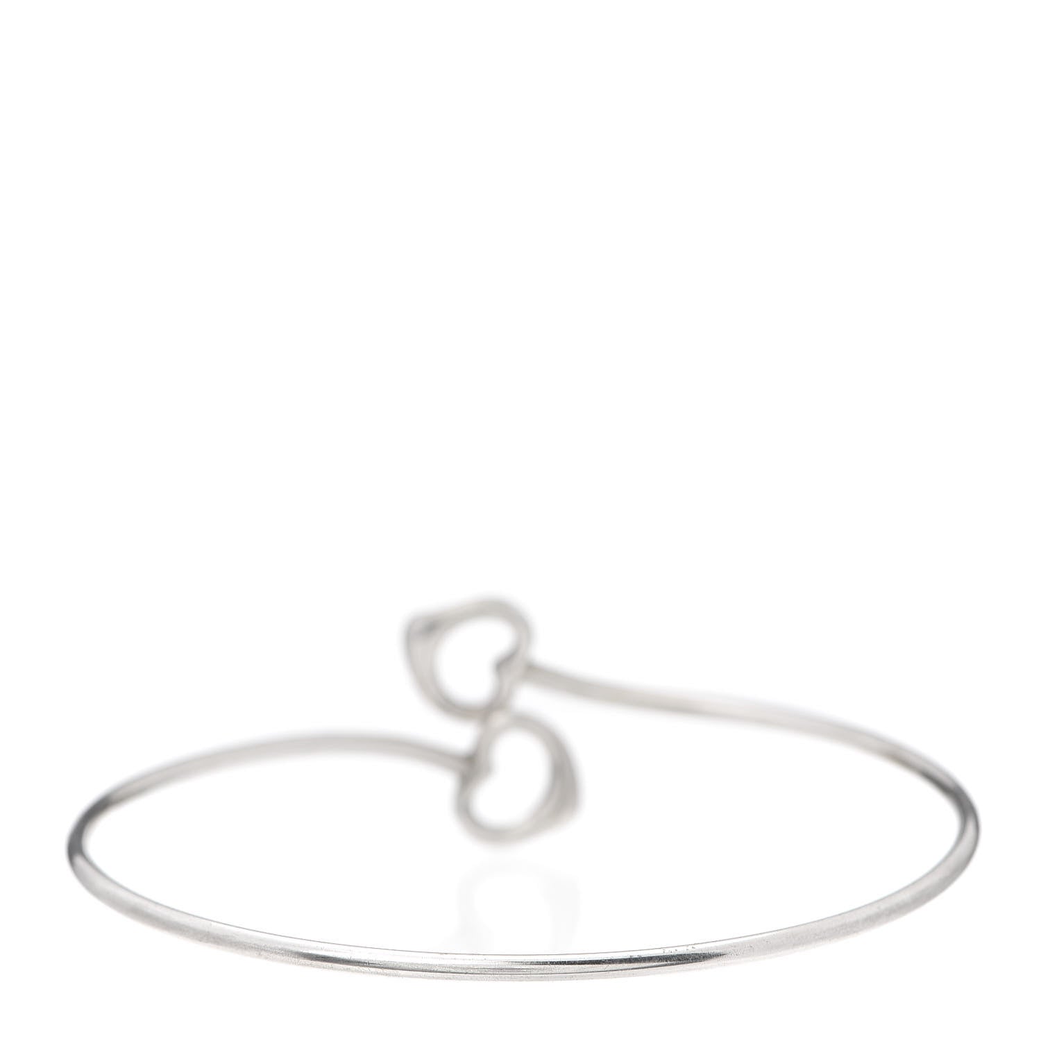 Tiffany Sterling Silver Elsa Peretti Double Open Heart Bangle Bracelet 3 of 4