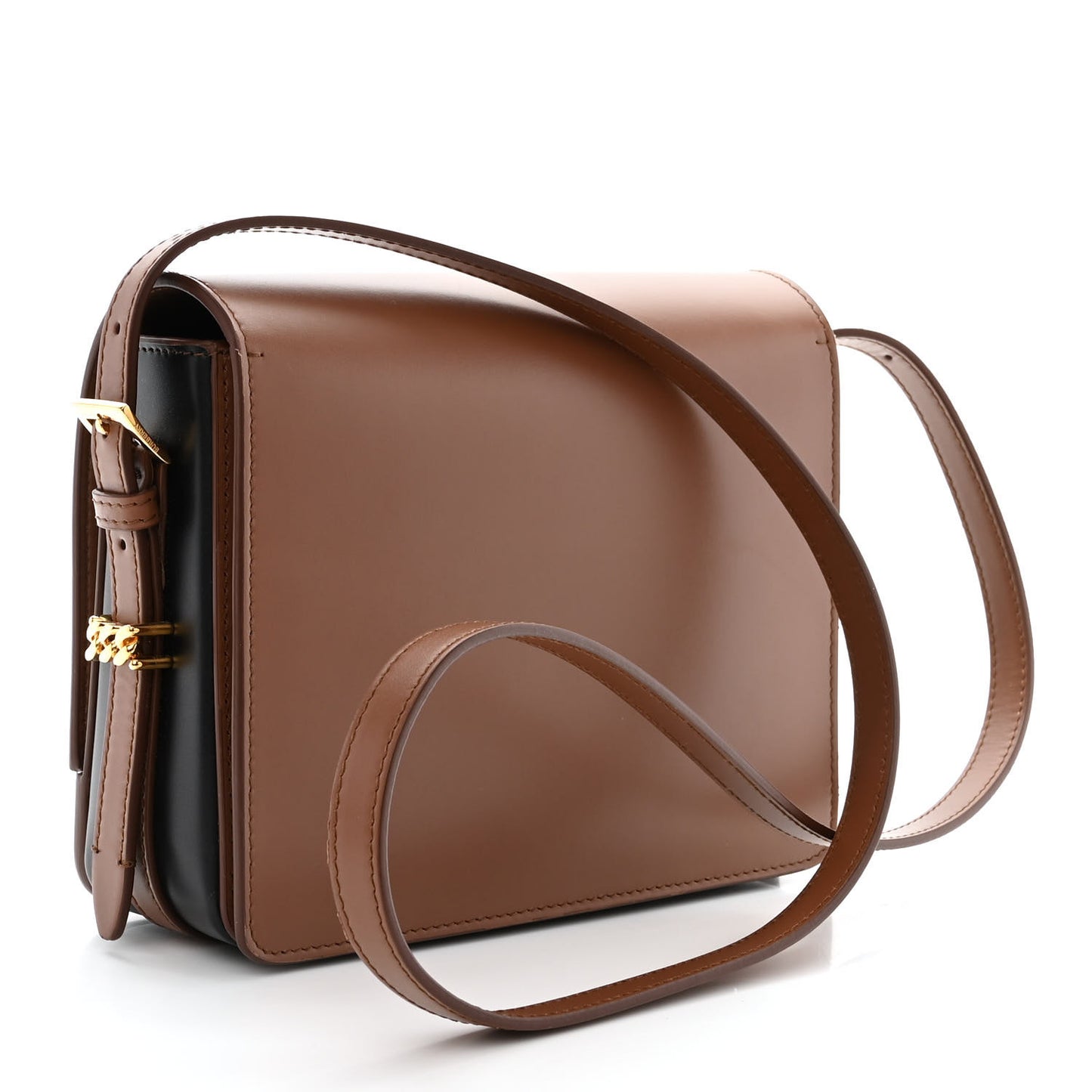 Smooth Calfskin Two Tone Small Grace Bag Malt Brown Black