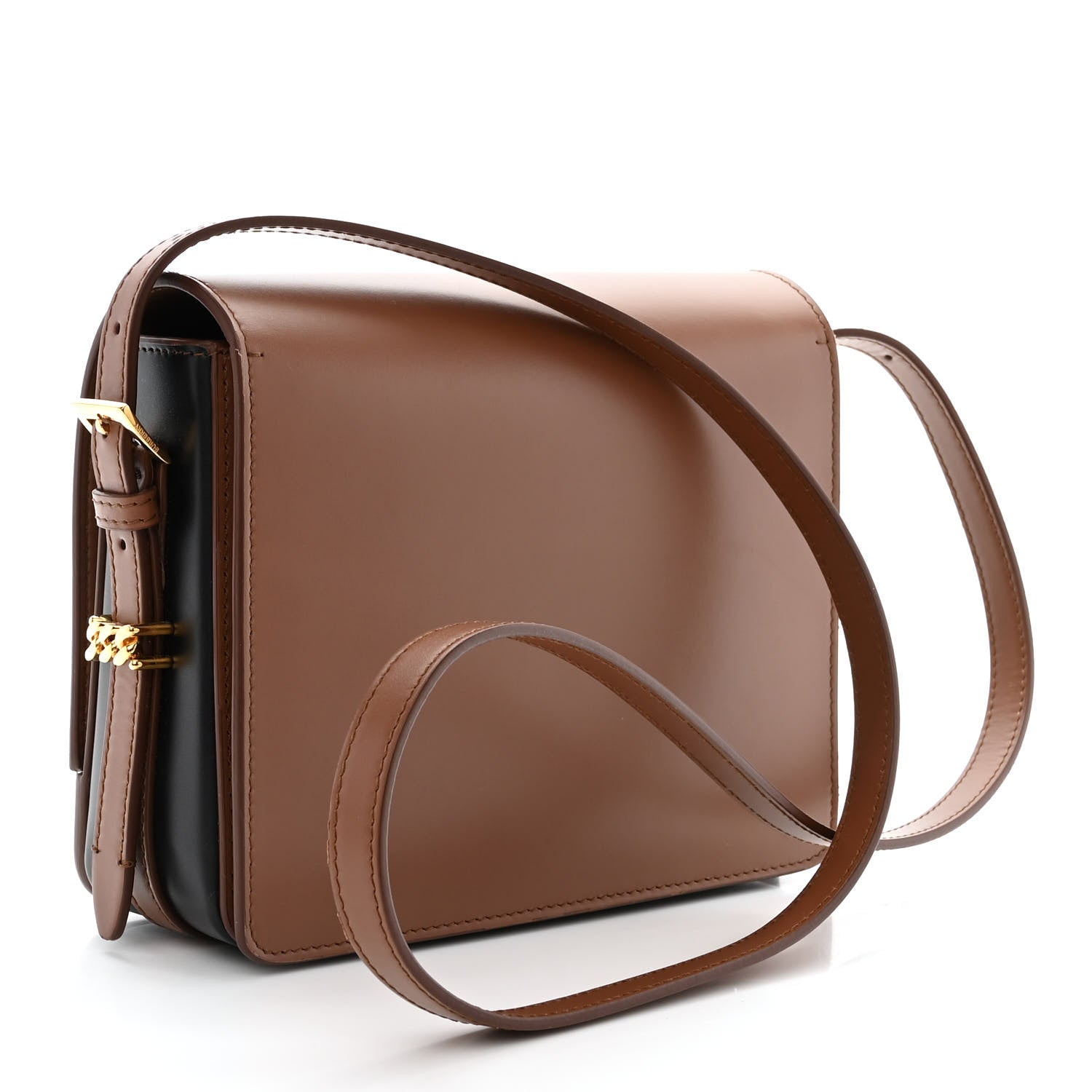 Burberry Smooth Calfskin Two Tone Small Grace Bag Malt Brown Black 3 of 10