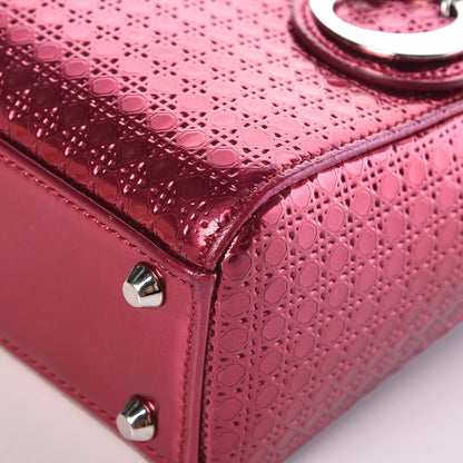 Christian Dior Metallic Patent Micro-Cannage Mini Lady Dior Fuchsia 12 of 14