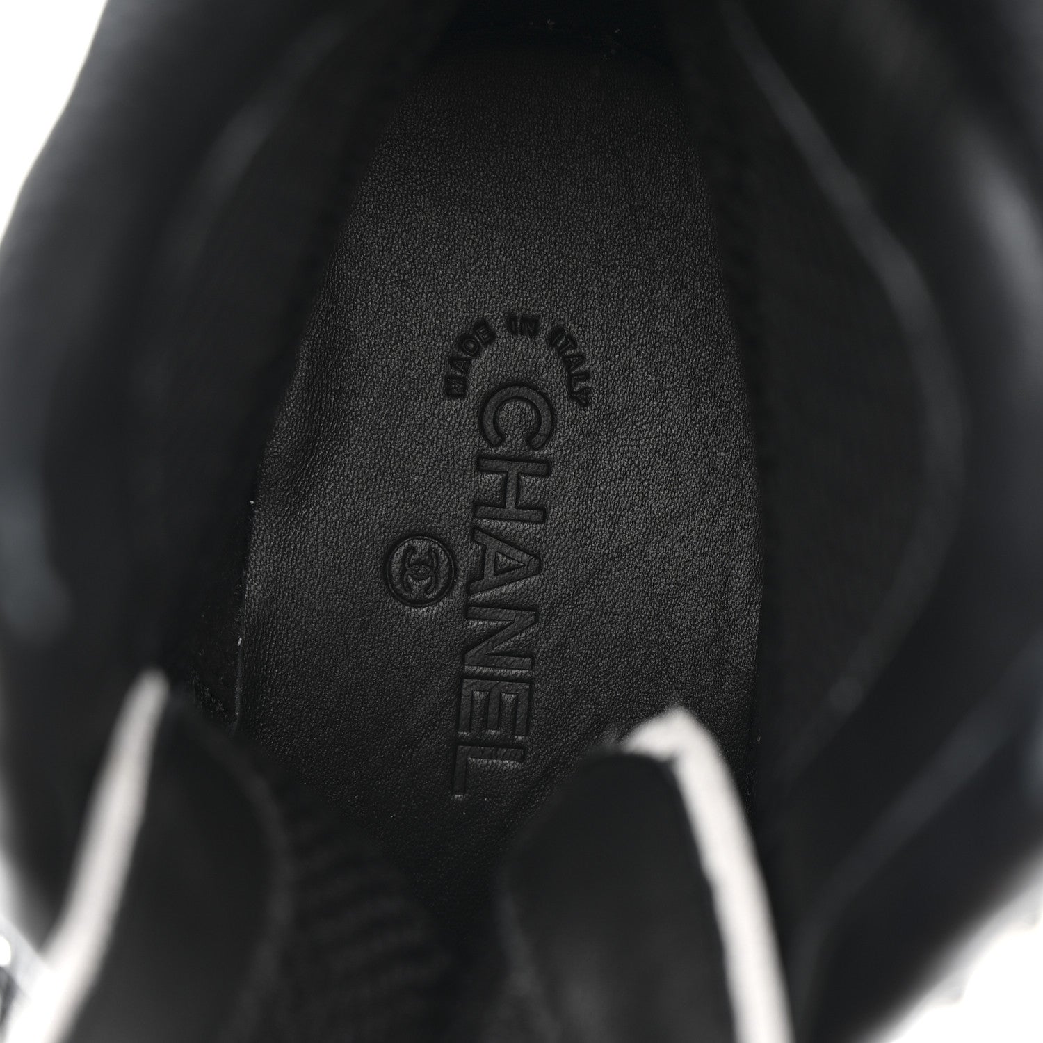 Chanel Calfskin Mesh Strass Womens CC Sneakers 37 Black Silver 7 of 8