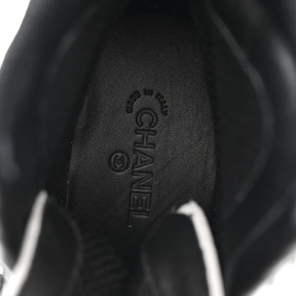 Chanel Calfskin Mesh Strass Womens CC Sneakers 37 Black Silver 7 of 8