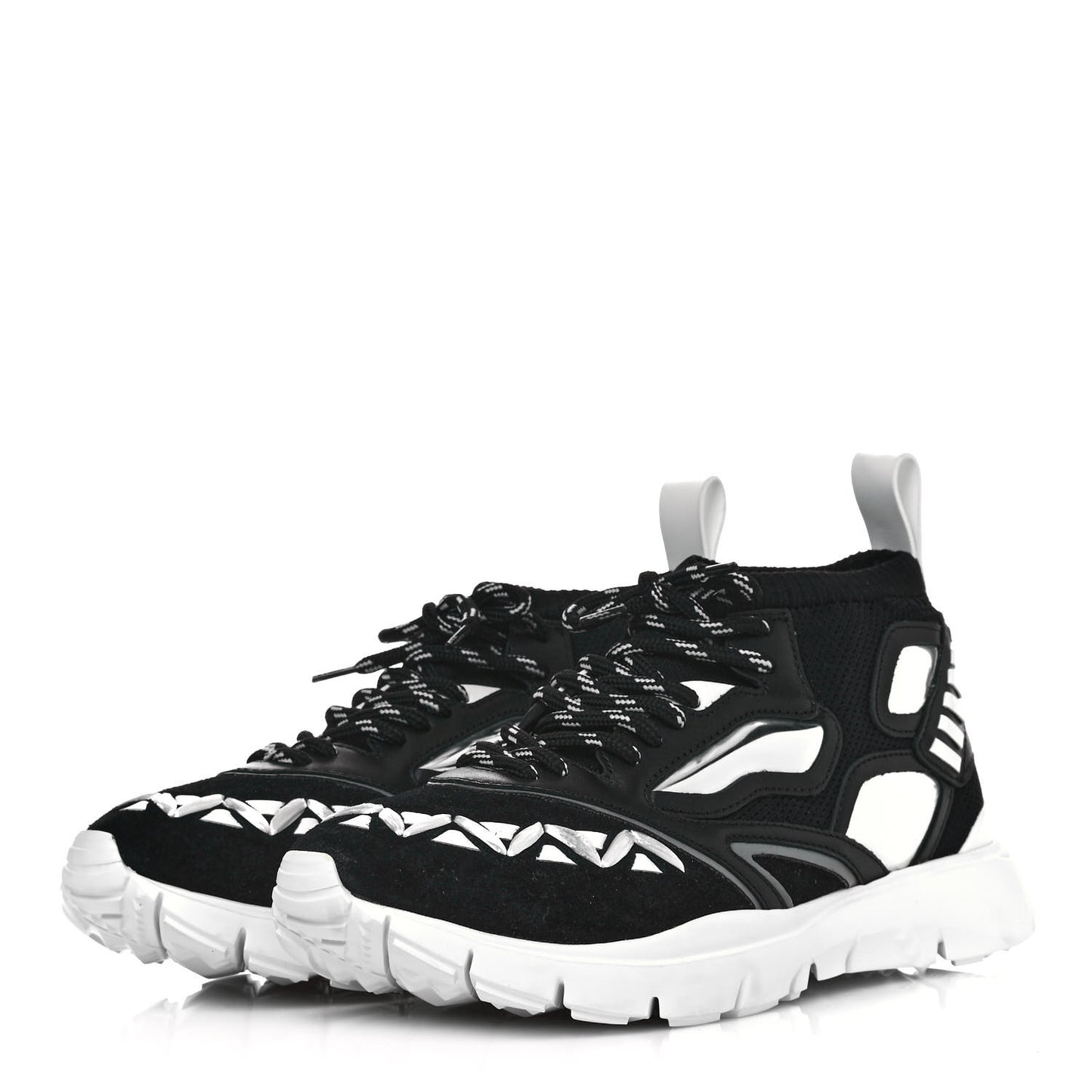 Fabric Suede Calfskin Mens Sneakers 40.5 Black White