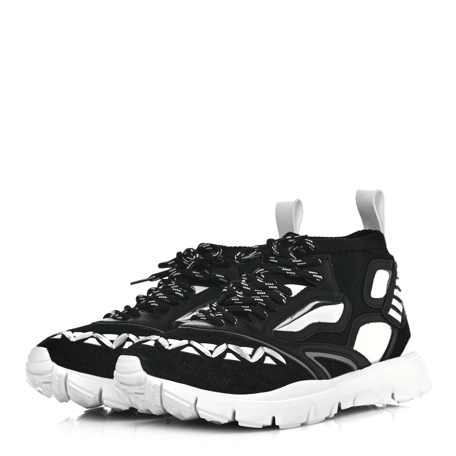 Valentino Garavani Fabric Suede Calfskin Mens Sneakers 40.5 Black White 3 of 7