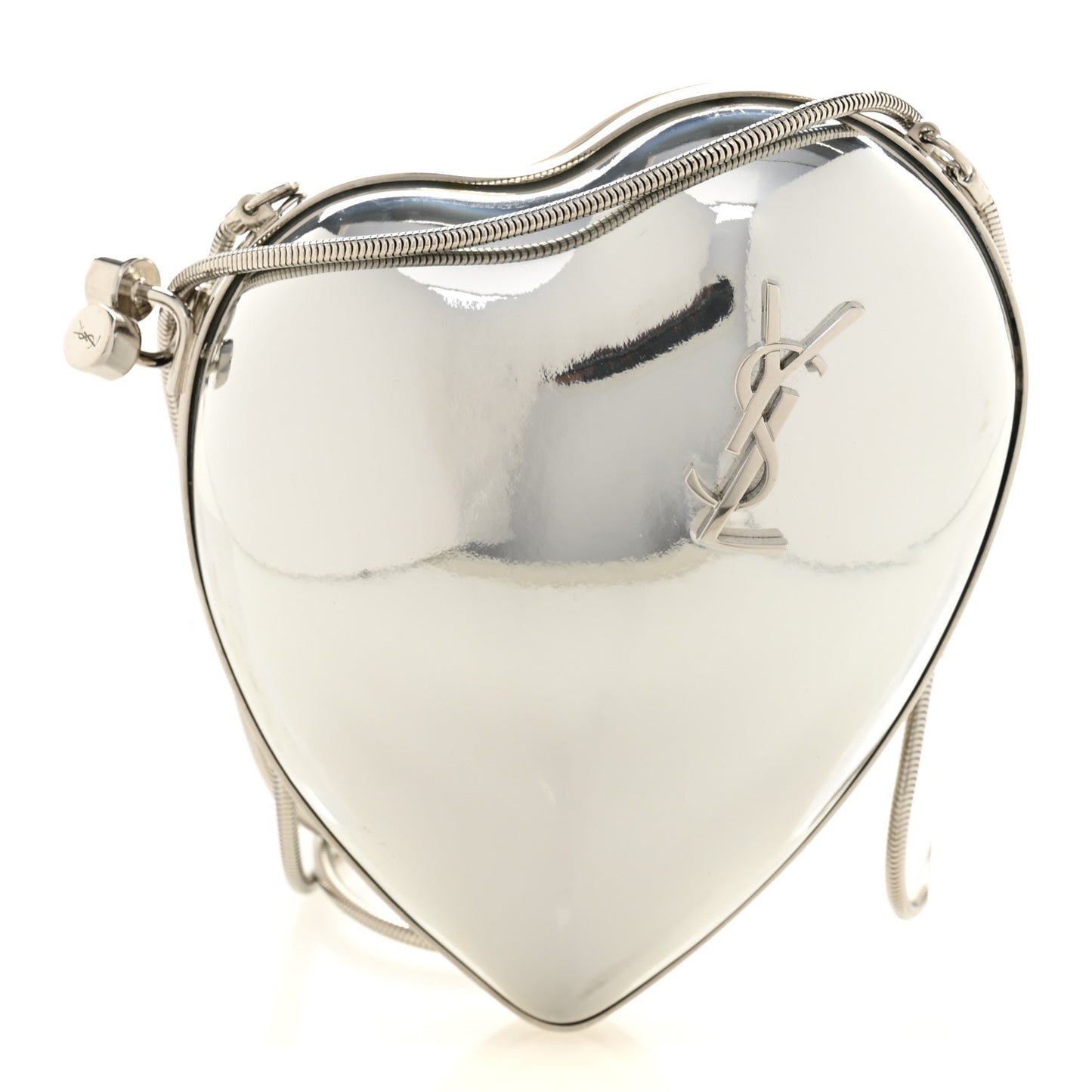 Heart Monogram Love Box Crossbody Silver