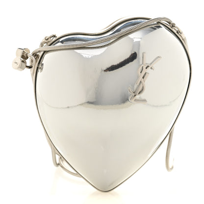 Saint Laurent Heart Monogram Love Box Crossbody Silver 1 of 10