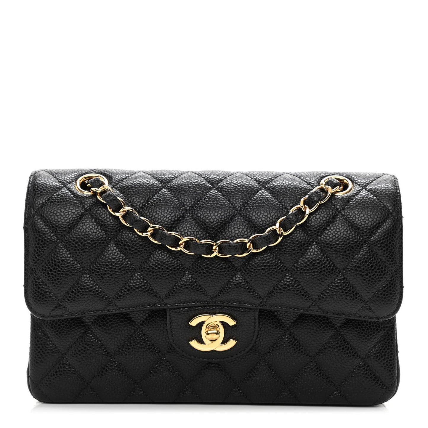 Caviar Quilted Small Double Flap Black