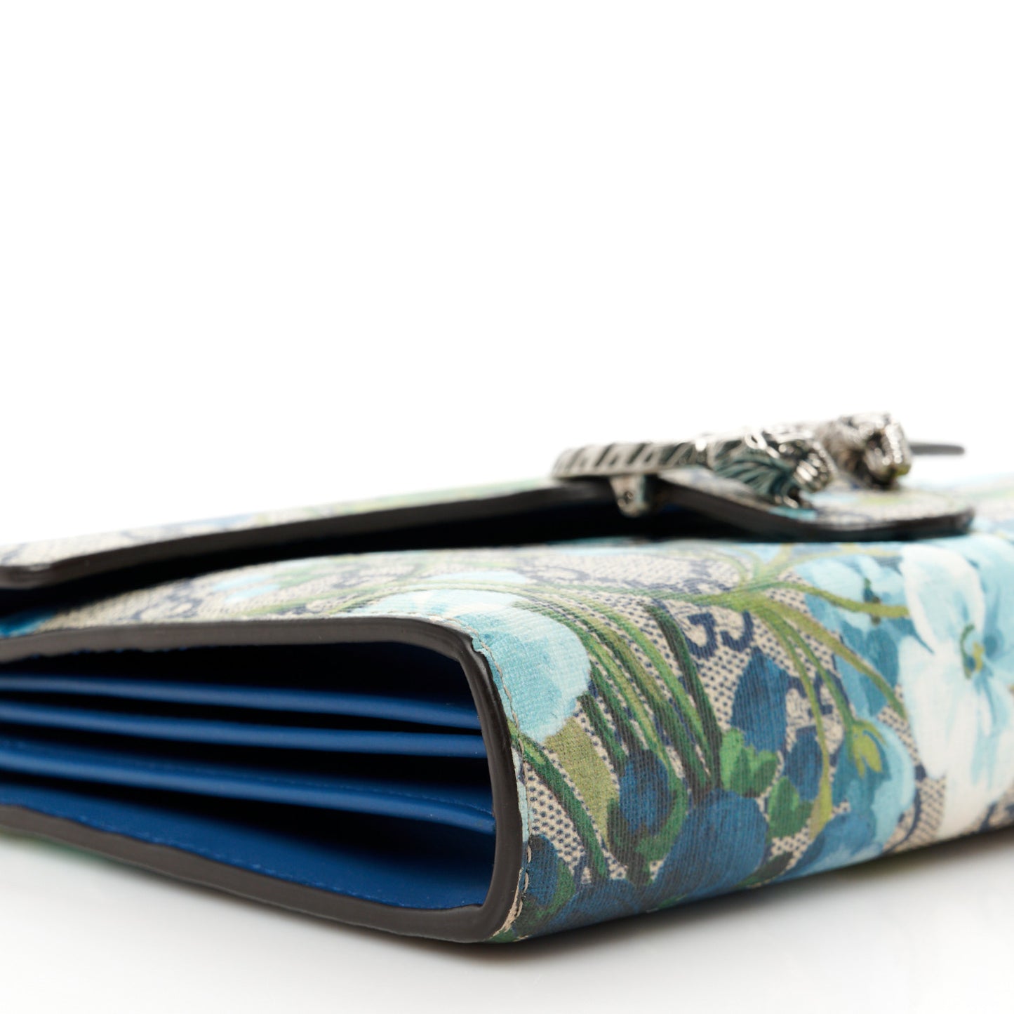 GG Supreme Monogram Blooms Mini Dionysus Chain Wallet Beige Blue Navy Vintage Blue