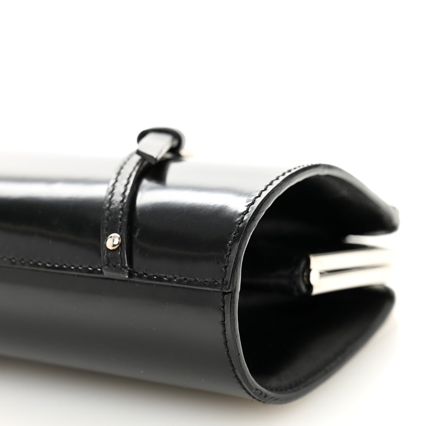 Glazed Calfskin Bondage Clutch Black