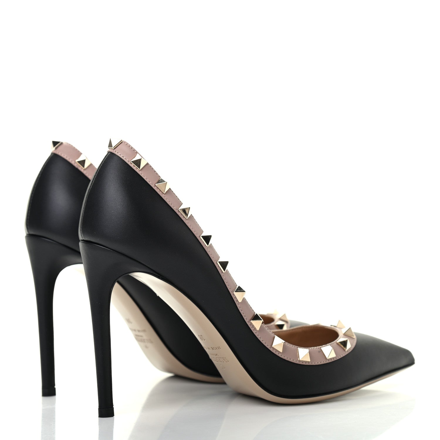 Valentino Garavani Nappa Rockstud 100mm Pumps 38 Black Poudre 4 of 8