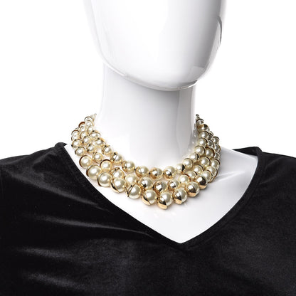 Christian Dior Pearl Mise en Dior Multi Strand Necklace Gold 2 of 5