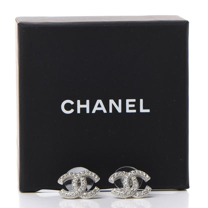 Chanel Crystal CC Earrings Silver 5 of 5