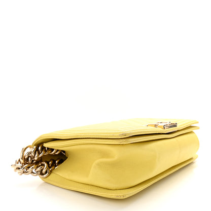 Chanel Caviar Chevron Quilted Medium Boy Flap Yellow 4 of 14