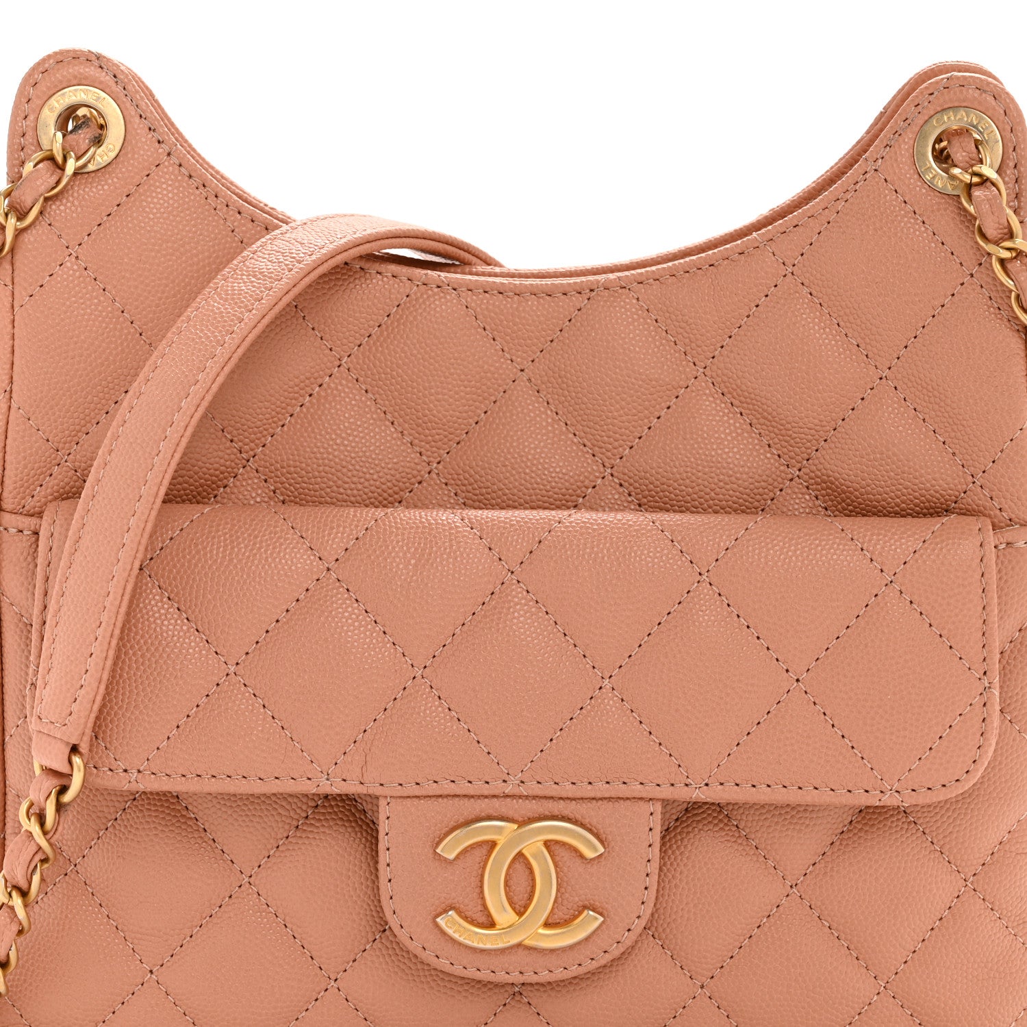 Chanel Caviar Quilted Wavy CC Hobo Beige 8 of 14