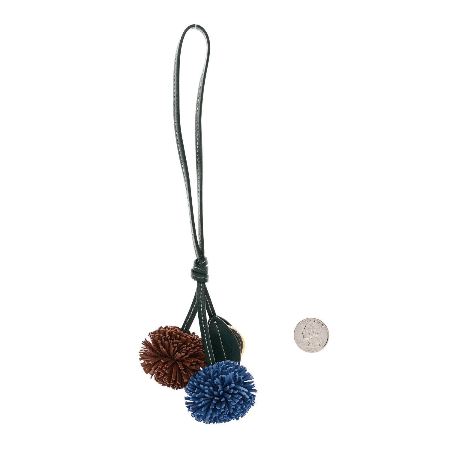 Miu Miu Calfskin Trick Bag Charm Billiard Green Wave Blue Cognac
