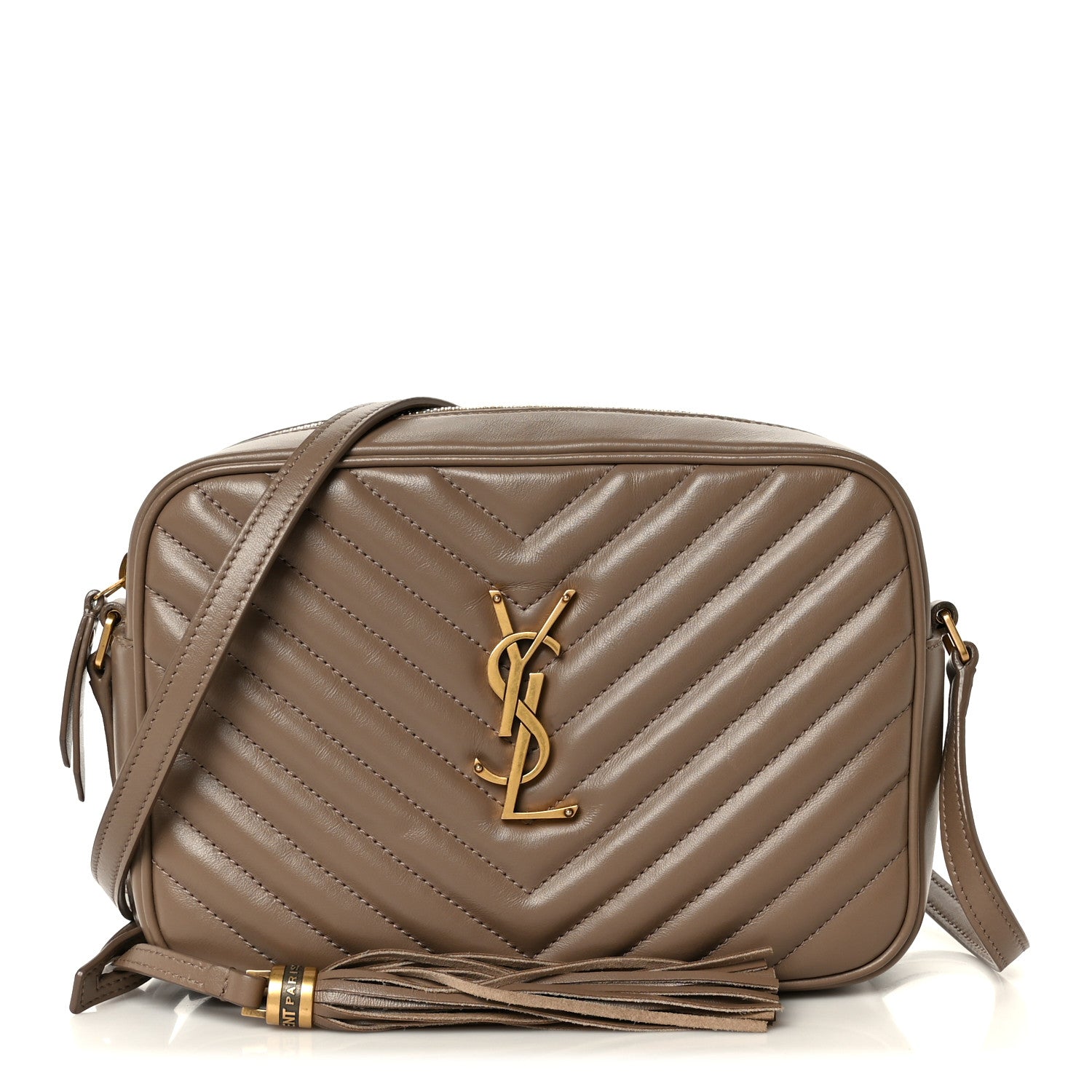 Saint Laurent Calfskin Matelasse Monogram Lou Camera Bag Dark Beige 1 of 11