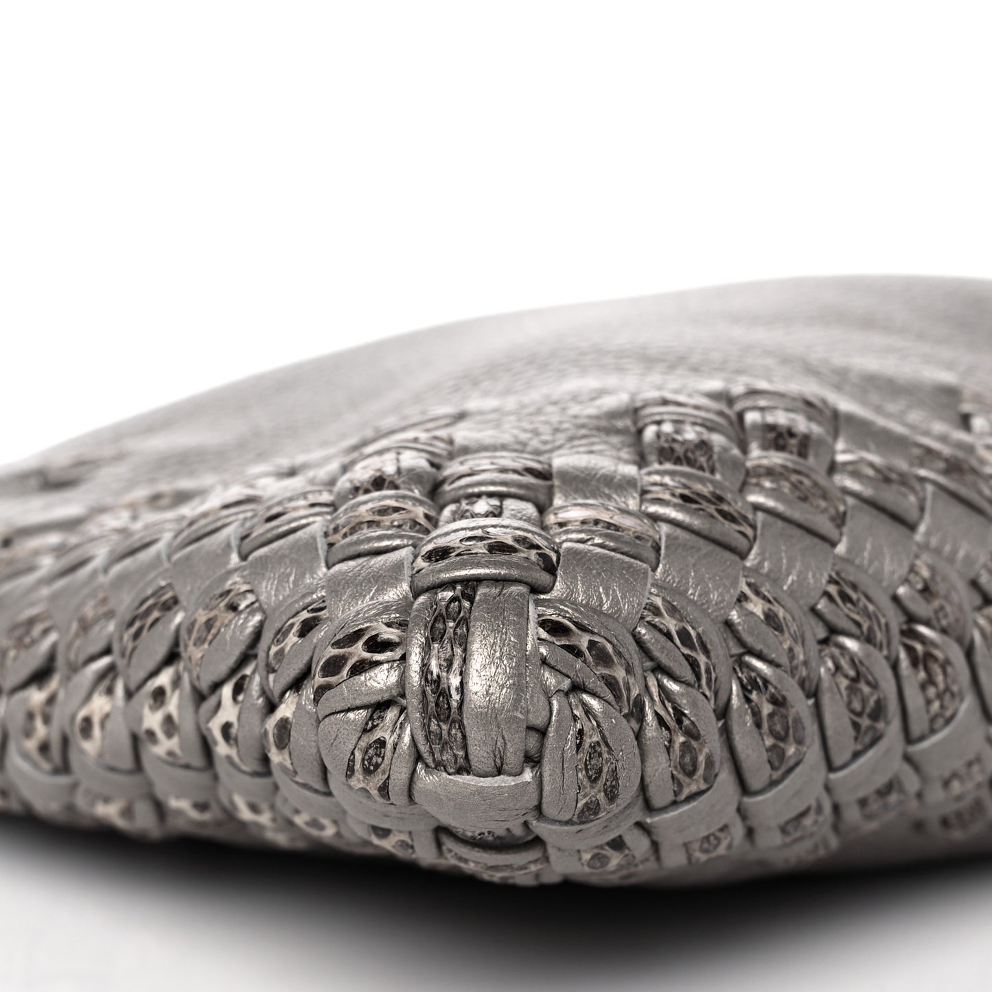 Metallic Calf Ayers Intrecciato Clutch Silver