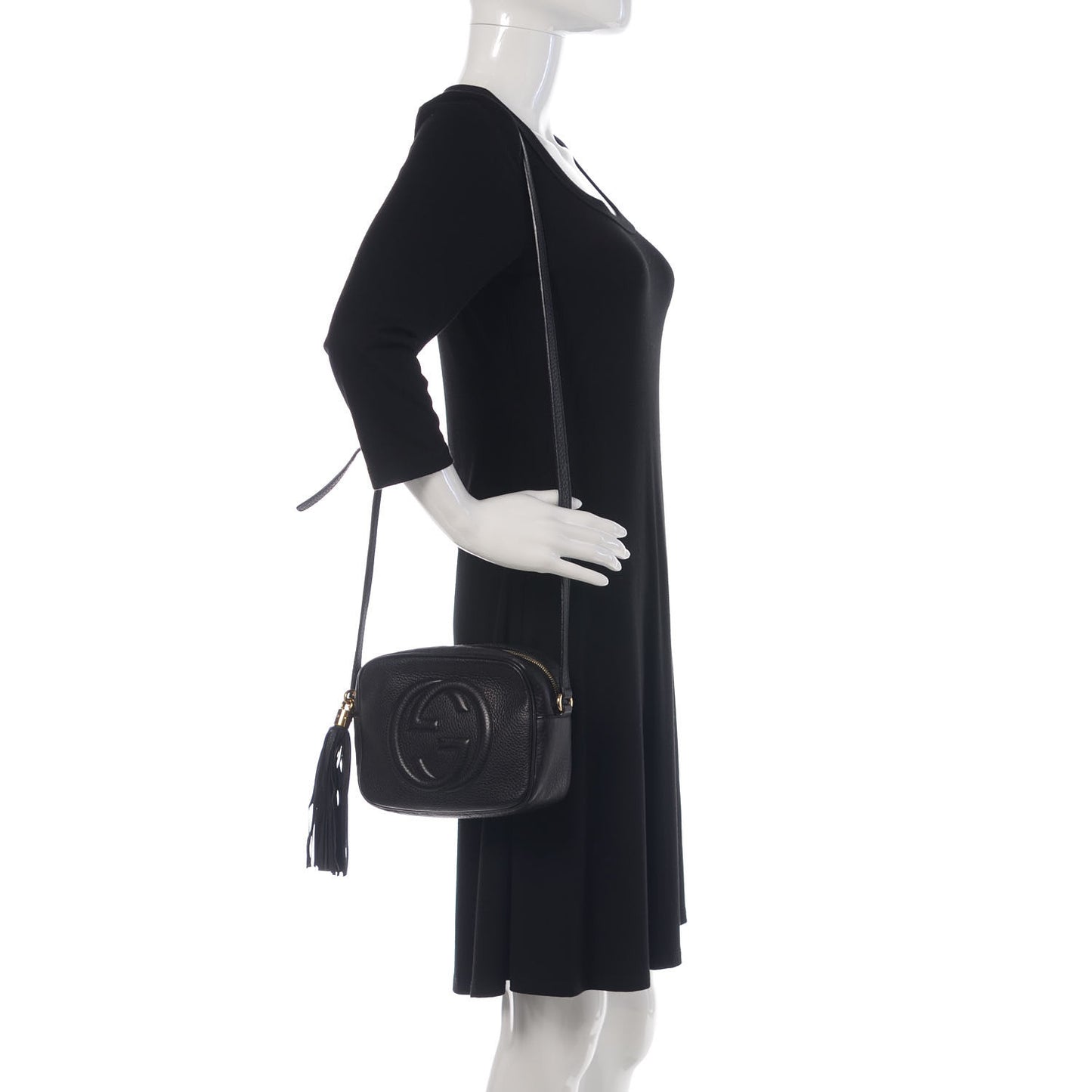 Pebbled Calfskin Small Soho Disco Bag Black