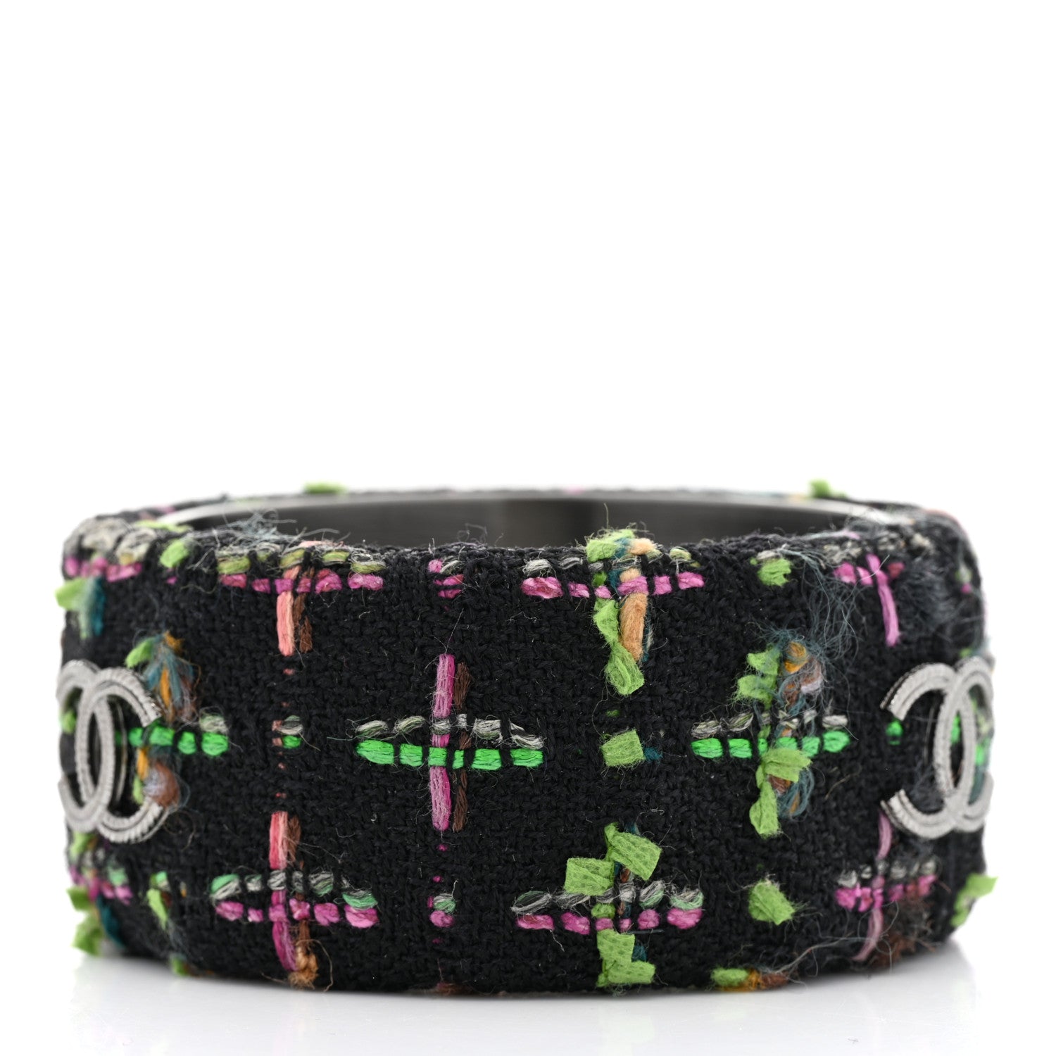 Chanel Tweed CC Wide Bangle M Black Multicolor 3 of 6