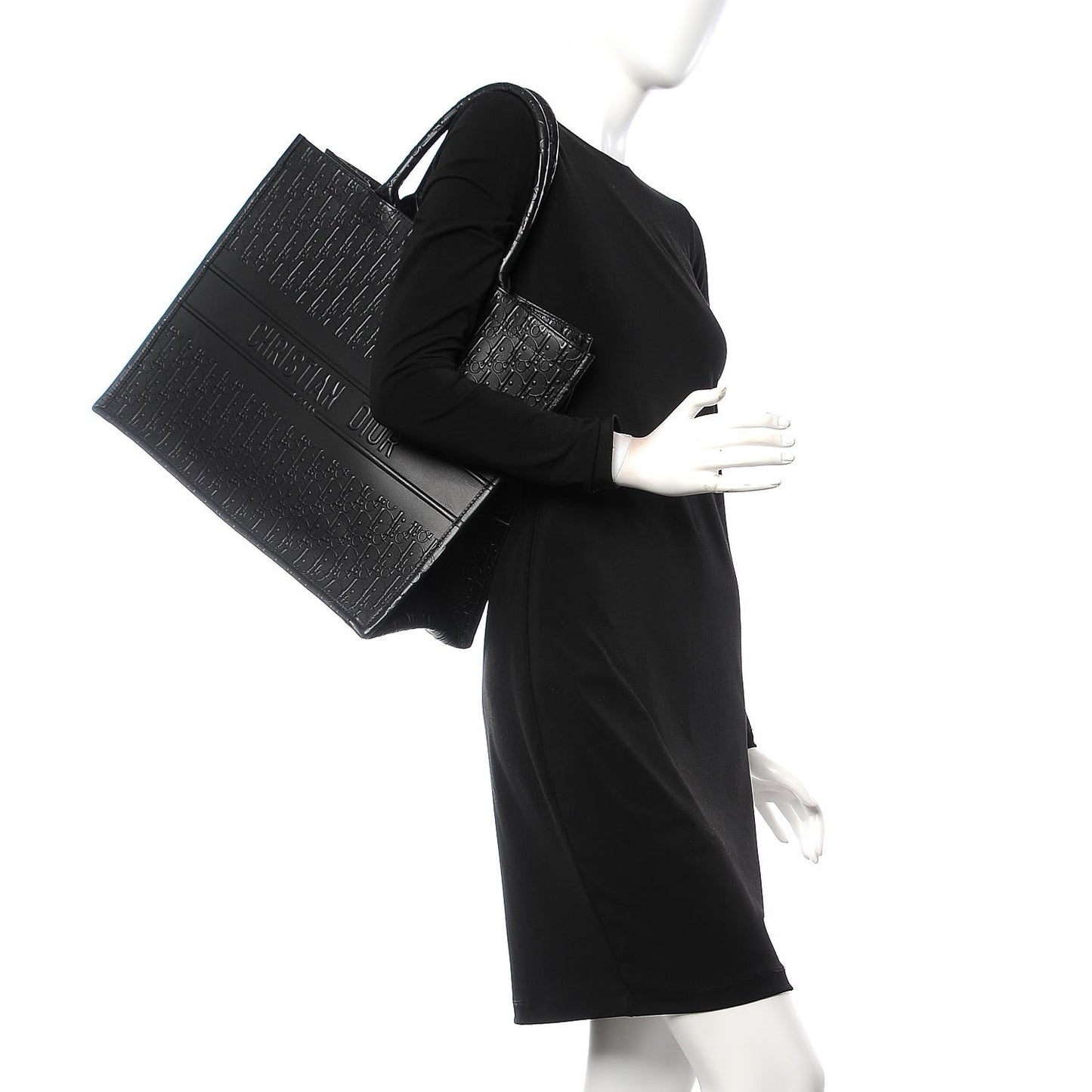 Oblique Calfskin Embossed Book Tote Black